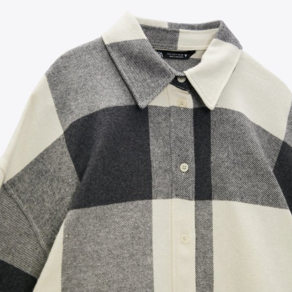 ZARA PLAID CHECKERED FLANNEL BUTTON DOWN SHIRT - Picture 4 of 10